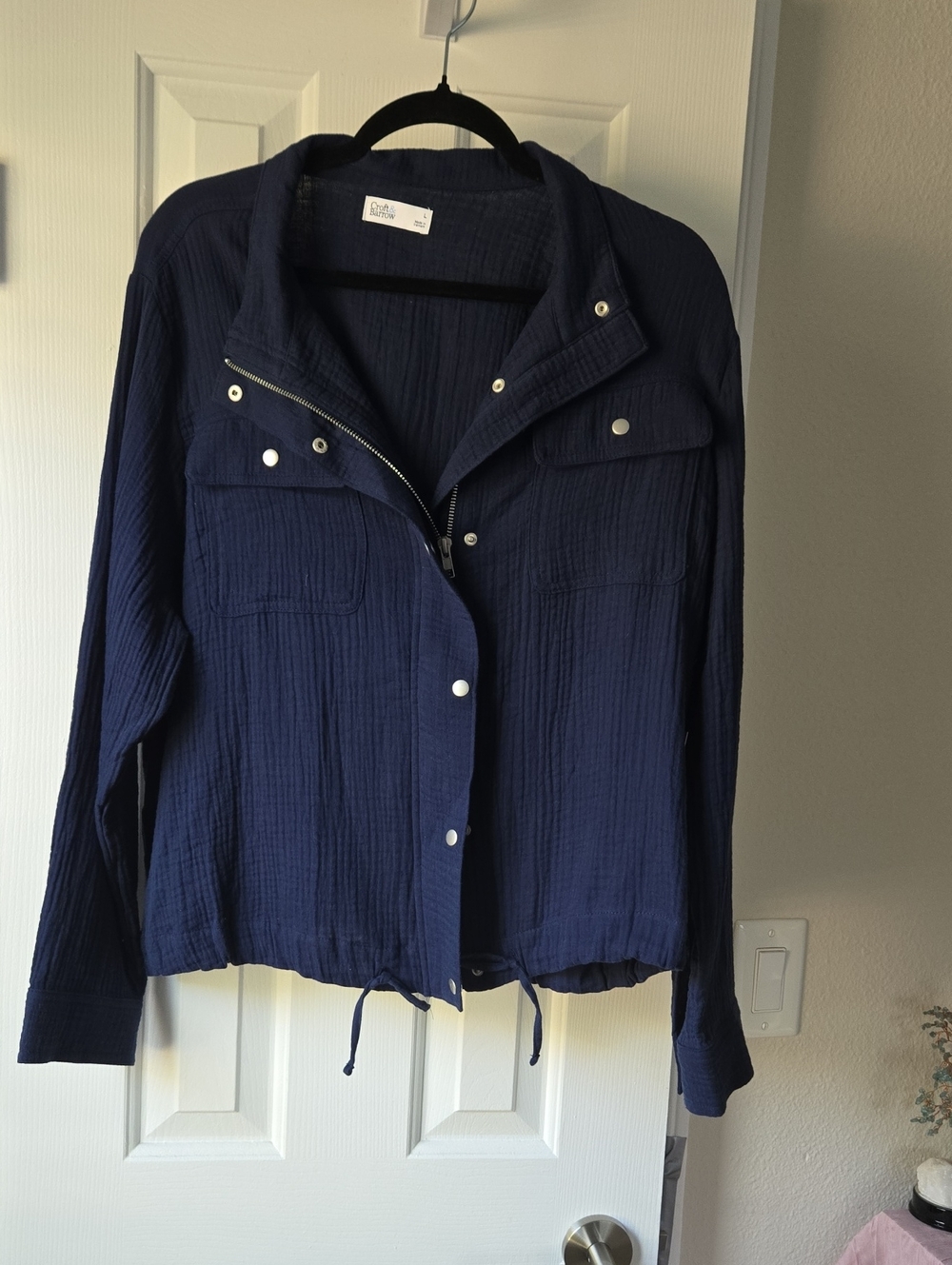 croft & barrow Navy Textured Utility Jacket for Women
